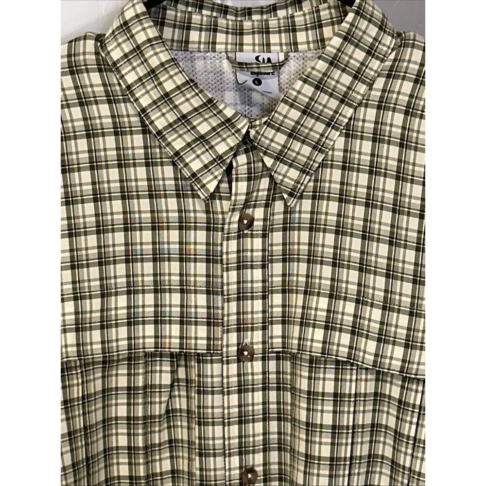 Rugged Exposure Men’s Large Long Sleeve Button Down Shirt Pockets Vented Mesh